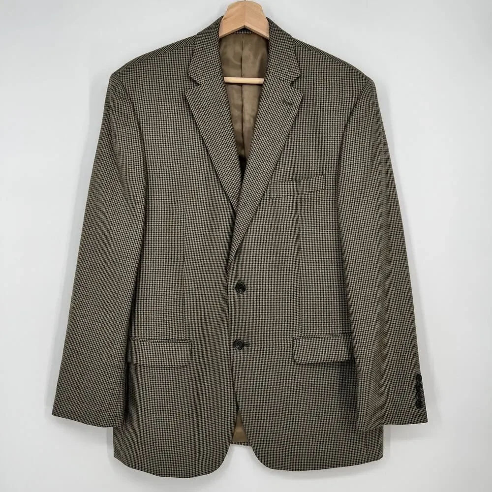 Lauren Ralph Lauren Men’s Sport Coat Blazer L 44R Brown Houndstooth Two Button